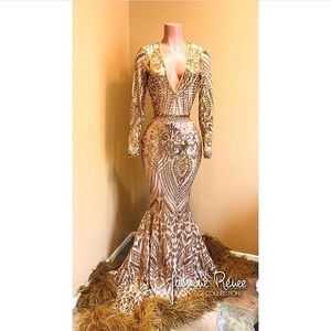 Gold sequin prom dress